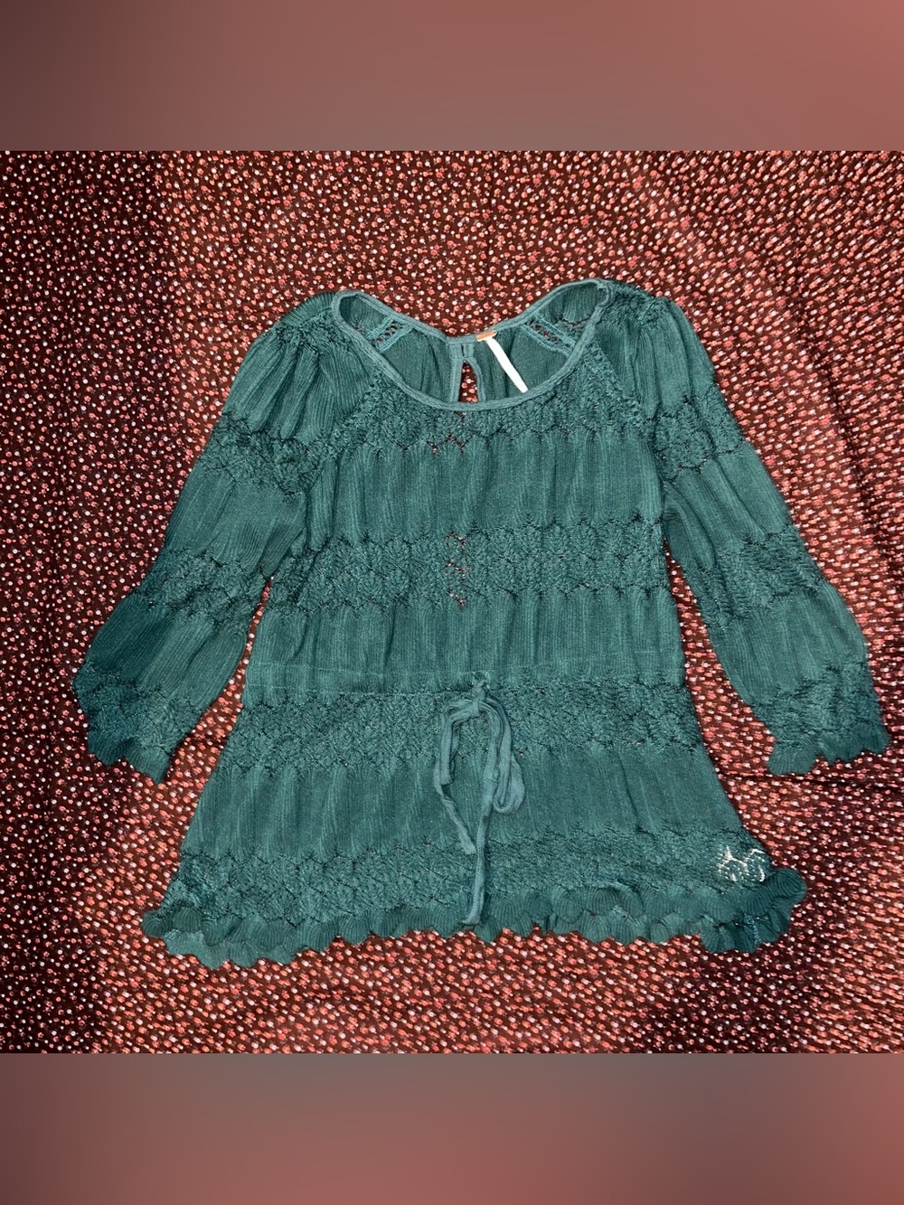 Free People Teal Smocked Peasant Tunic